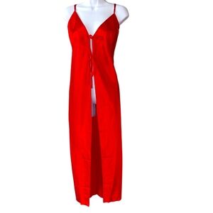 Fredericks of‎ Hollywood Satin Nightgown Red Sissy Glam Long Luxurious LIQUID 1X